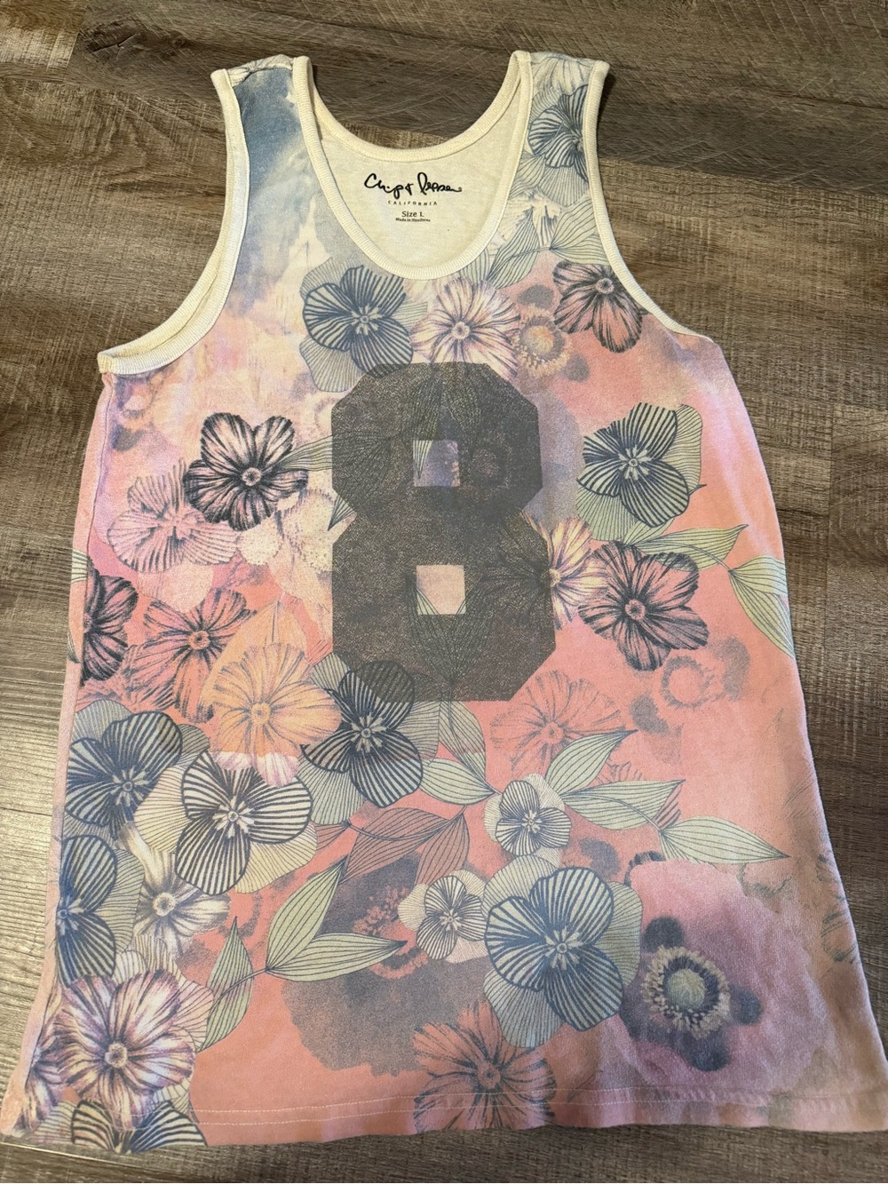 Men’s Pink Floral Number 8 Tank Top